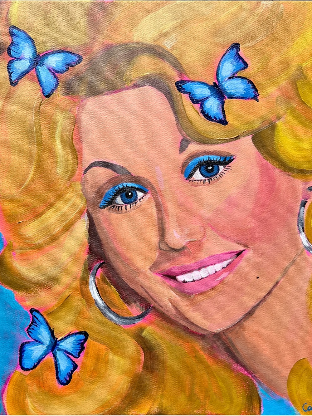 Dolly Parton Vibrant Pop Portrait Painting original 18 x 18 inches